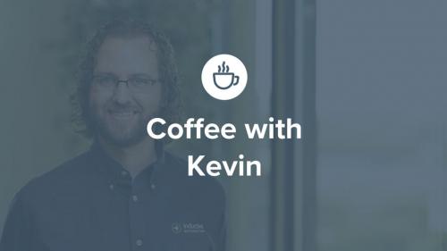 Headshot of Kevin McClusky with icon of coffee cup