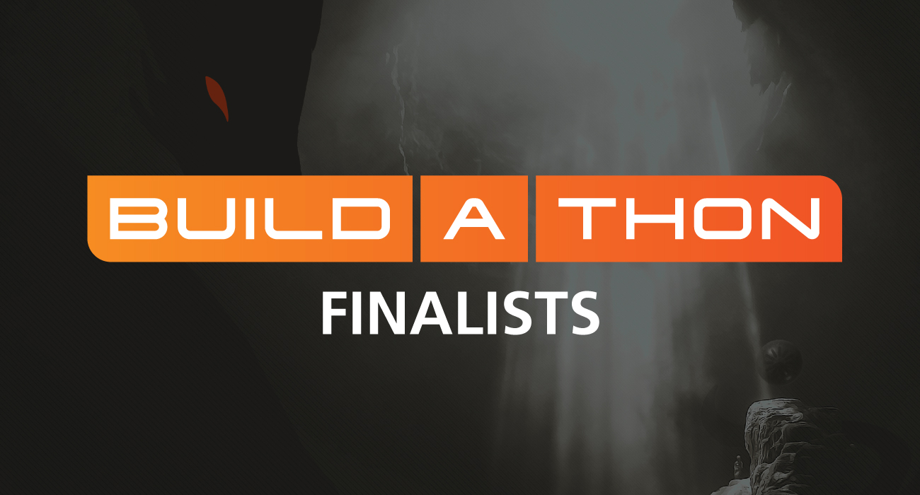 Build-a-Thon finalists in a dark cavern.