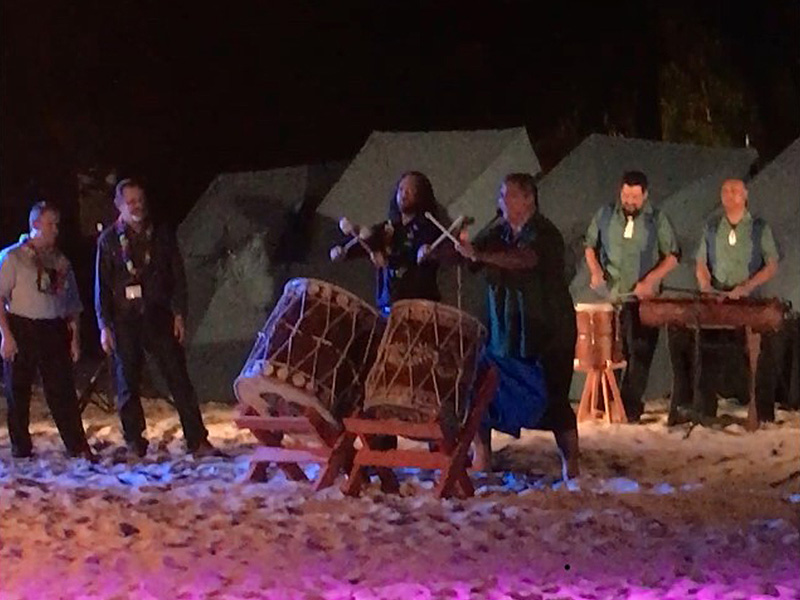 Kevin McClusky on the Drums at a Luau at ARC 2018