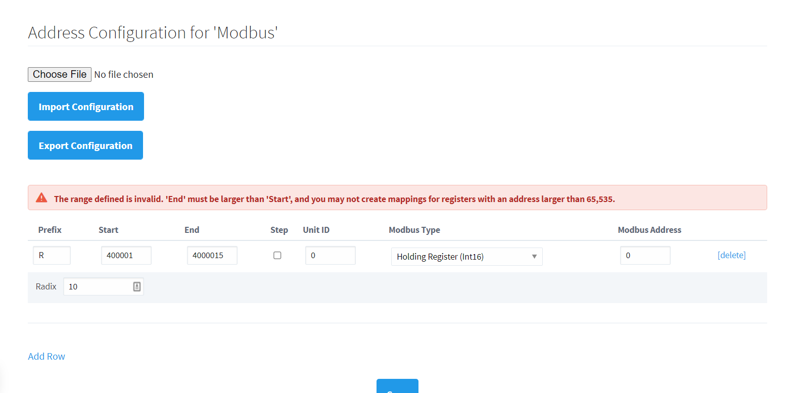 Modbus Driver Configuration Validator