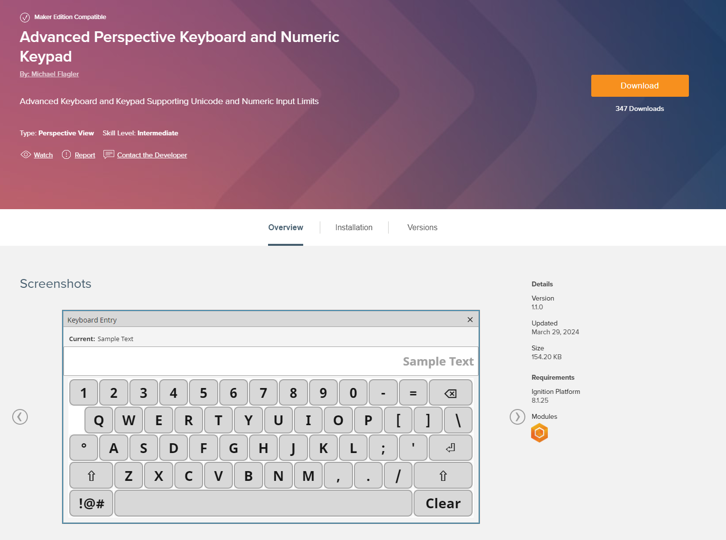 Perspective Keyboard Screenshot