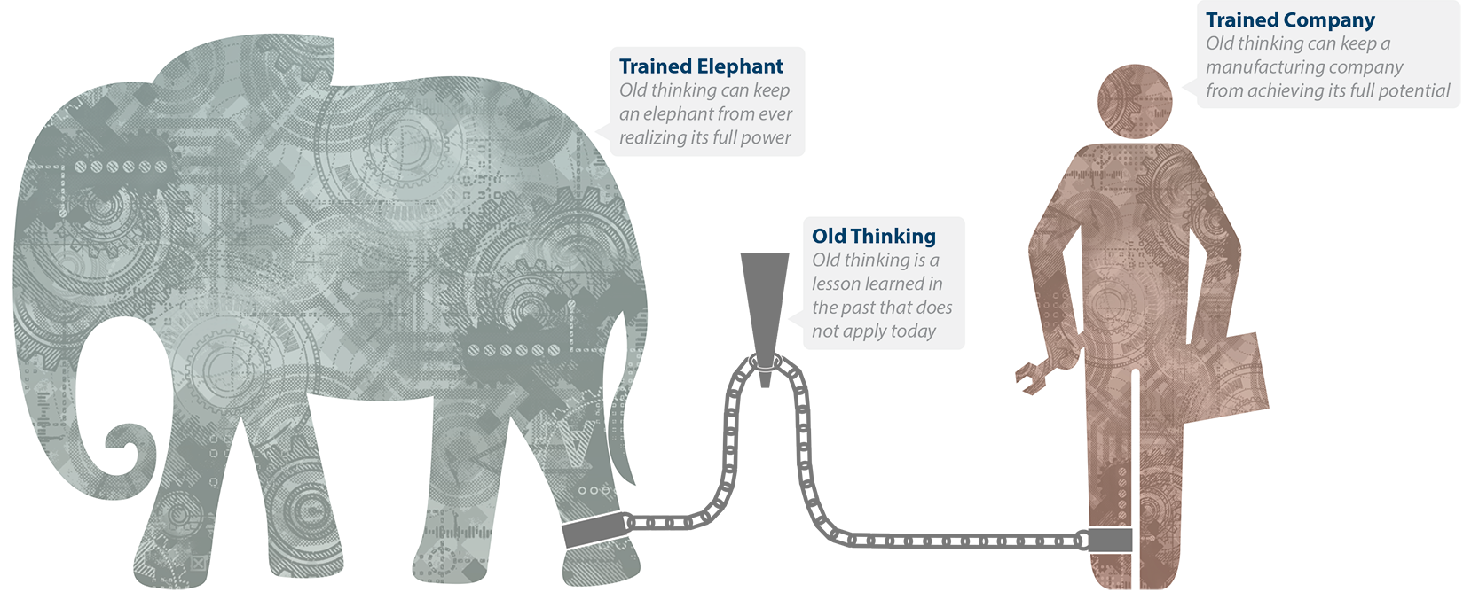 Trained Elephant, Old Thinking, Trained Company